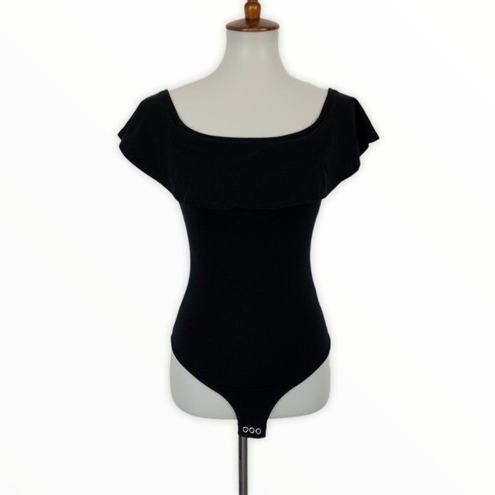 Topshop Black Bodysuit 4 Stretch Snap Closure Balletcore Sleek‎ Fit